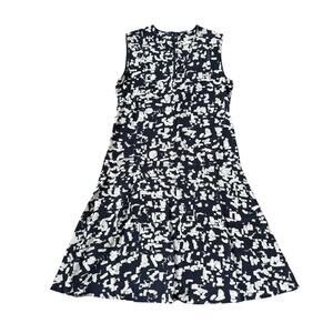 Vince Silk Dress Navy White Confetti